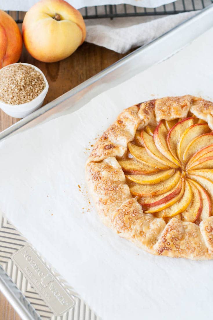 Galette on a baking sheet.