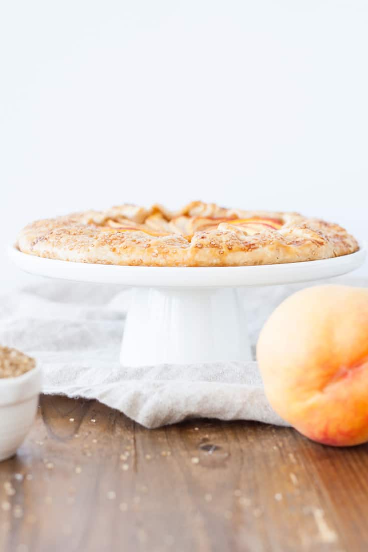 Galette on a cake stand.