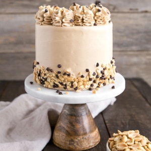 A decorated cake on a cake stand