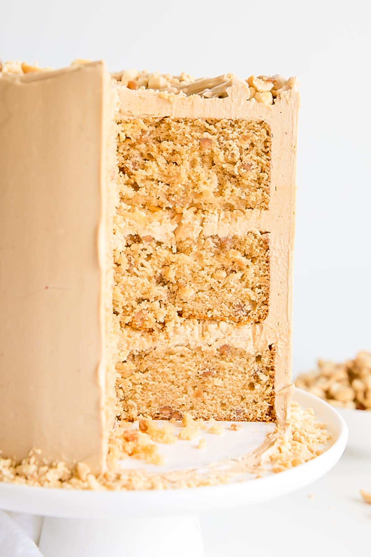 Cross section of the cake showing three layers.