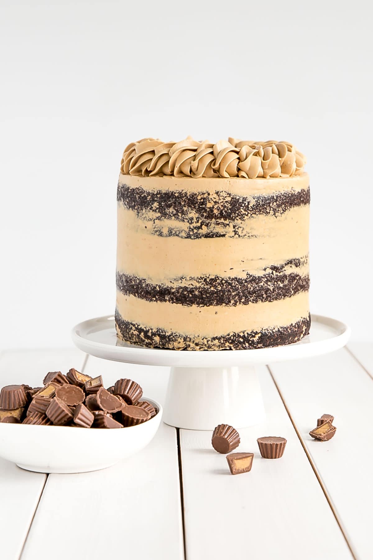 Classic chocolate peanut butter cake.