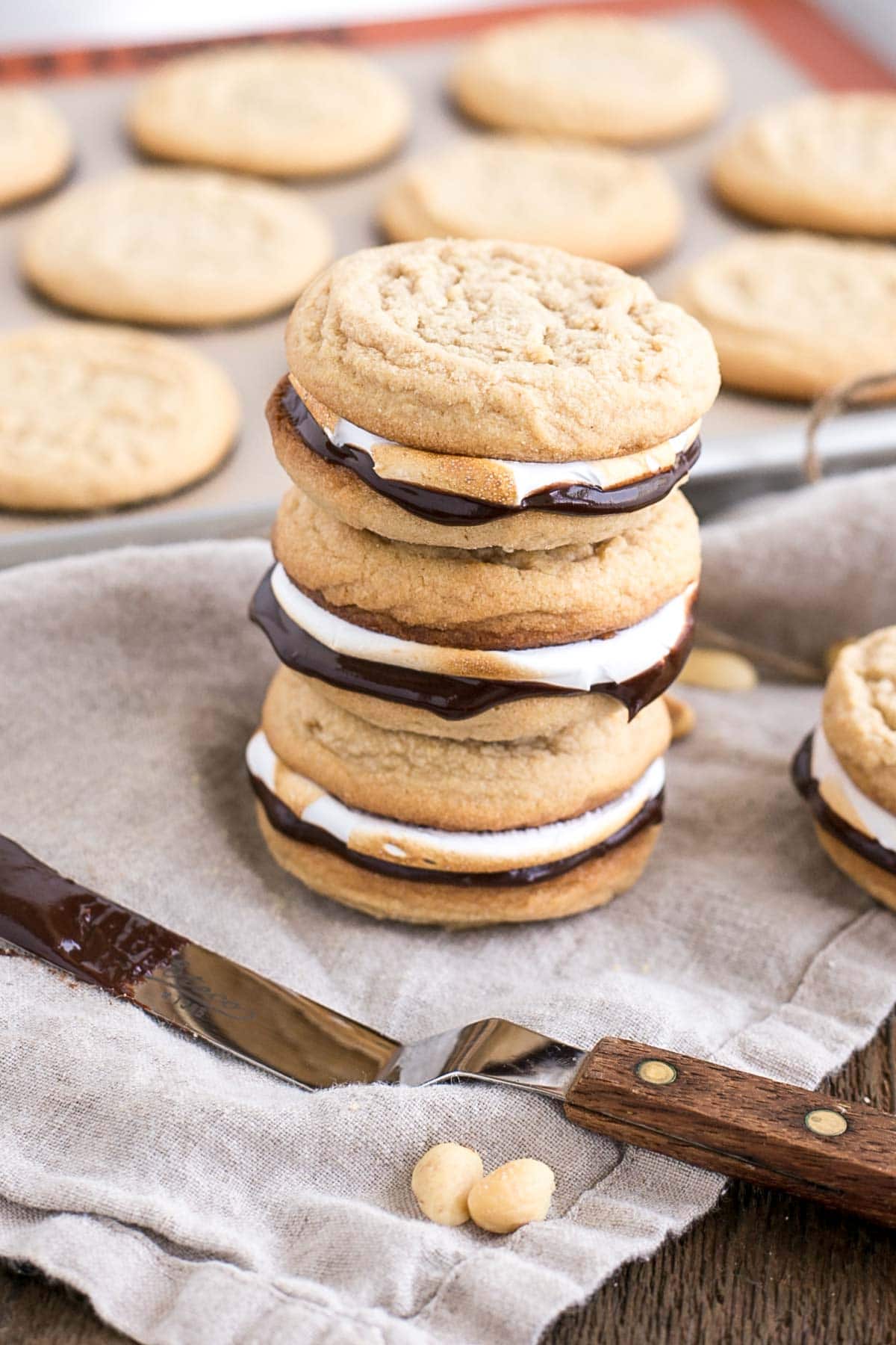 Three stacked cookies.