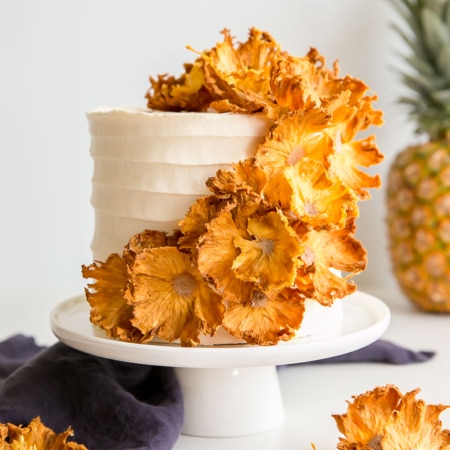 Cake on a cake stand.