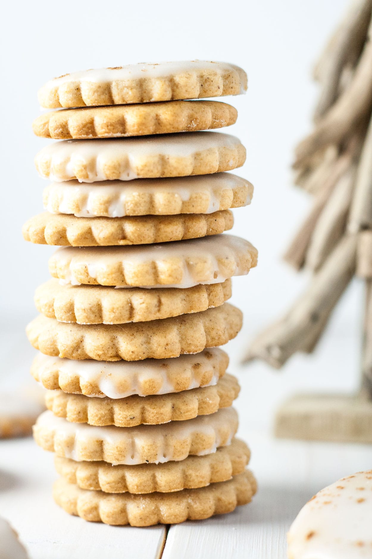 A close up of a stack of cookies.