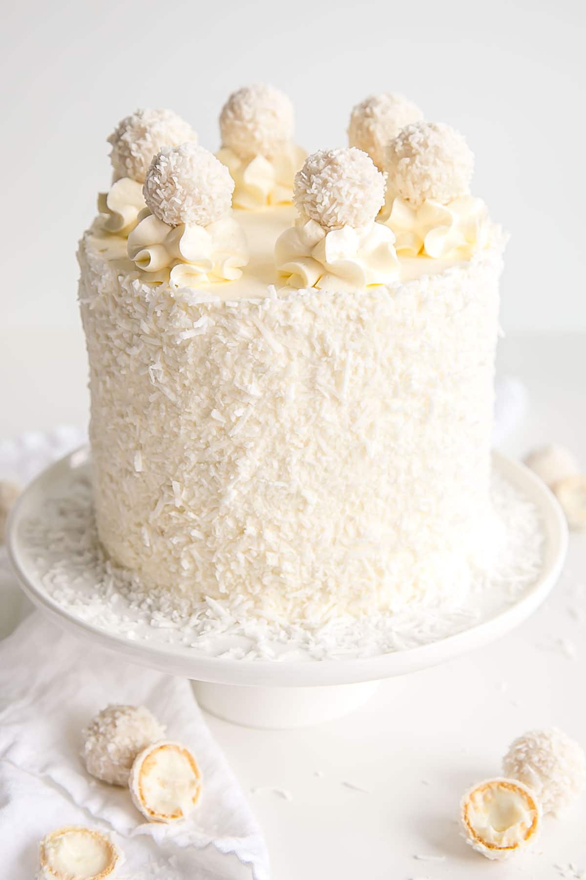 Raffaello cake with Swiss meringue buttercream.