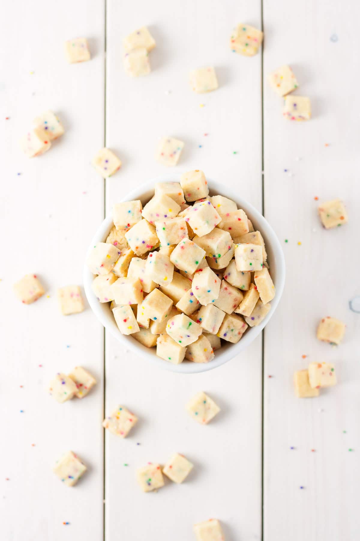 Overhead shot of the shortbread bites.