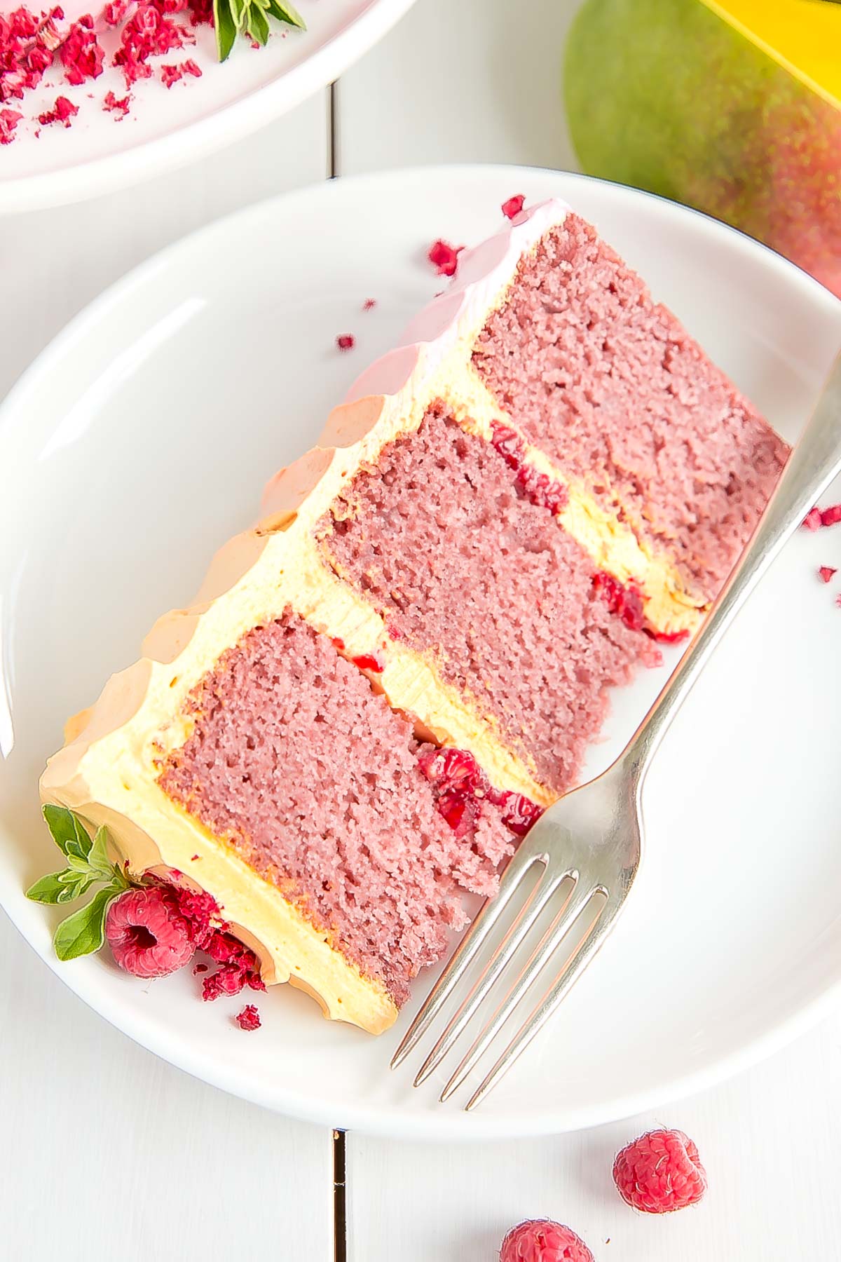 Slice of Raspberry Mango Cake