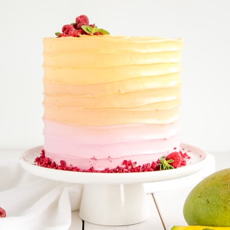 A decorated cake on a cake stand