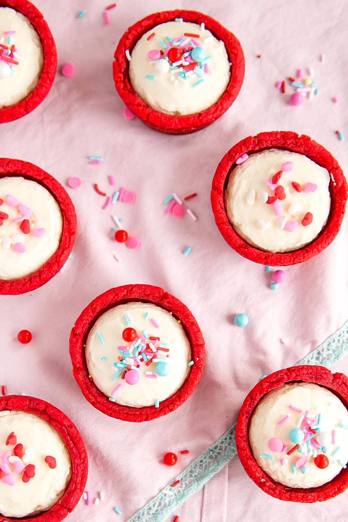 overhead shot of cookie cups