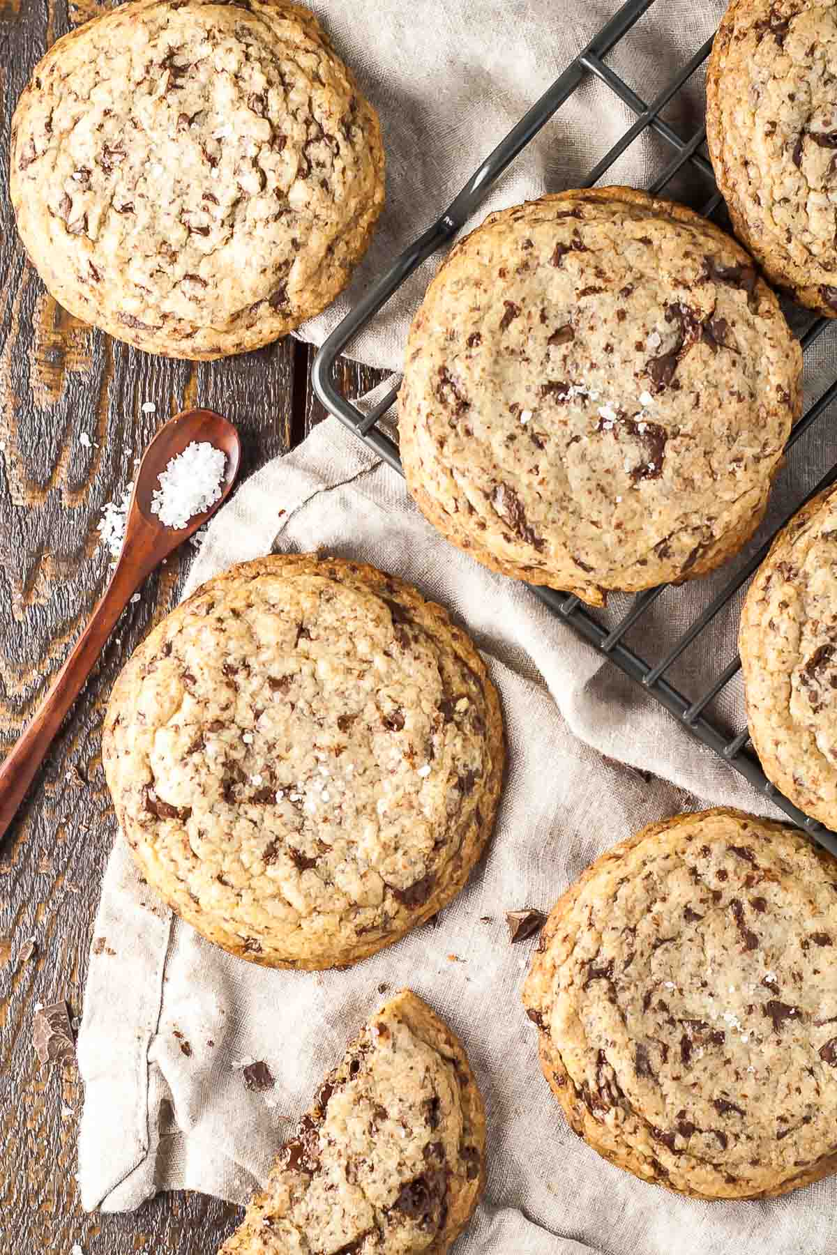 Overhead shot of cookies on a cooling rack.