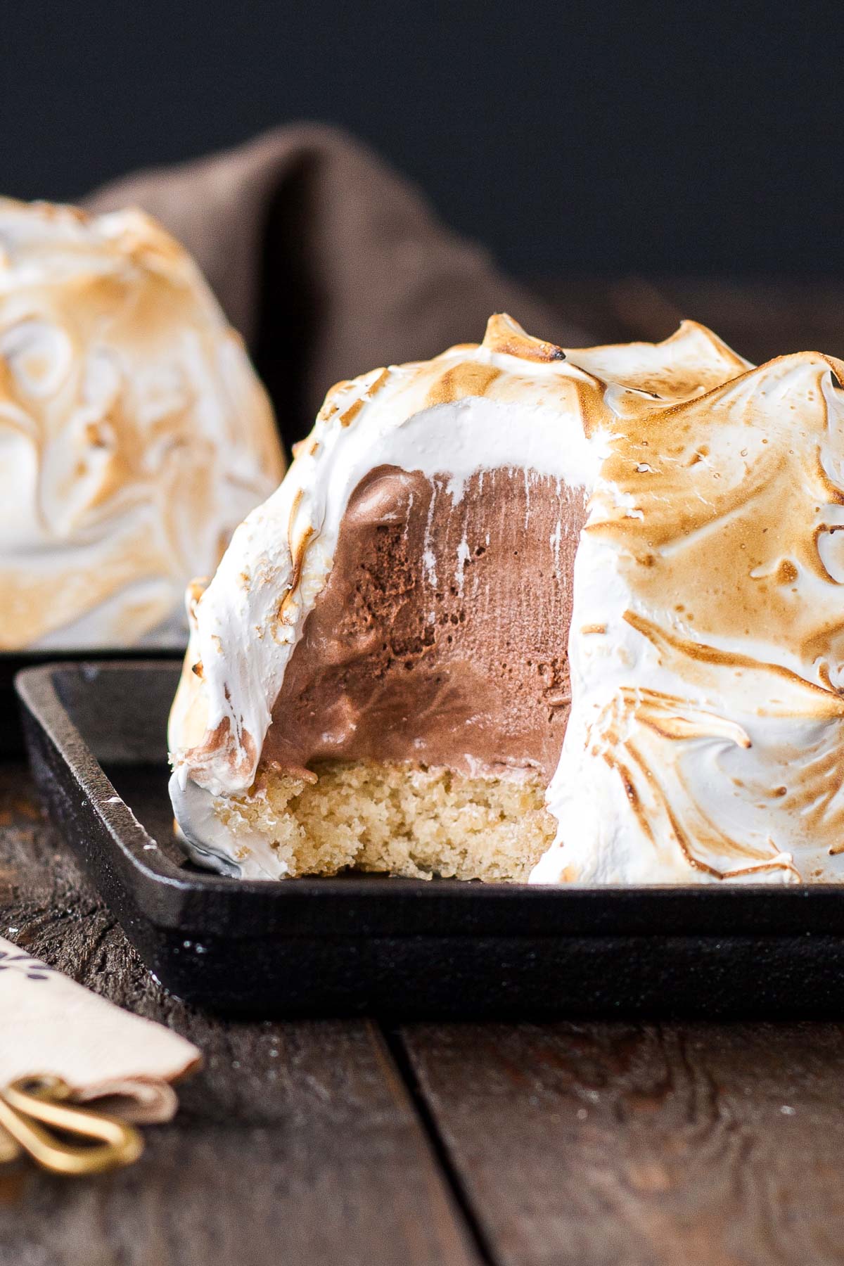 Baked Alaska with a bite taken out of it.