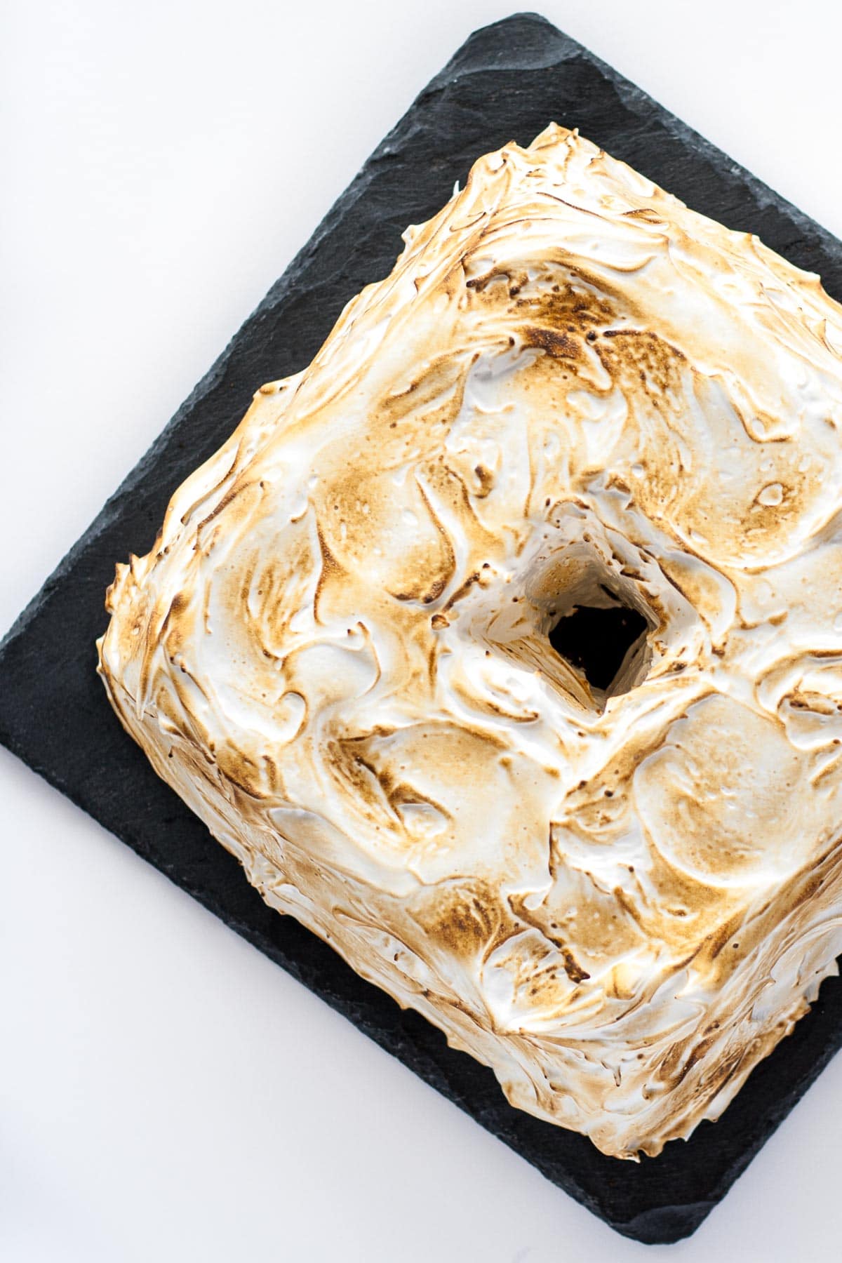 Overhead shot of the square bundt cake.