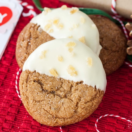 Cookies on a red tablecloth