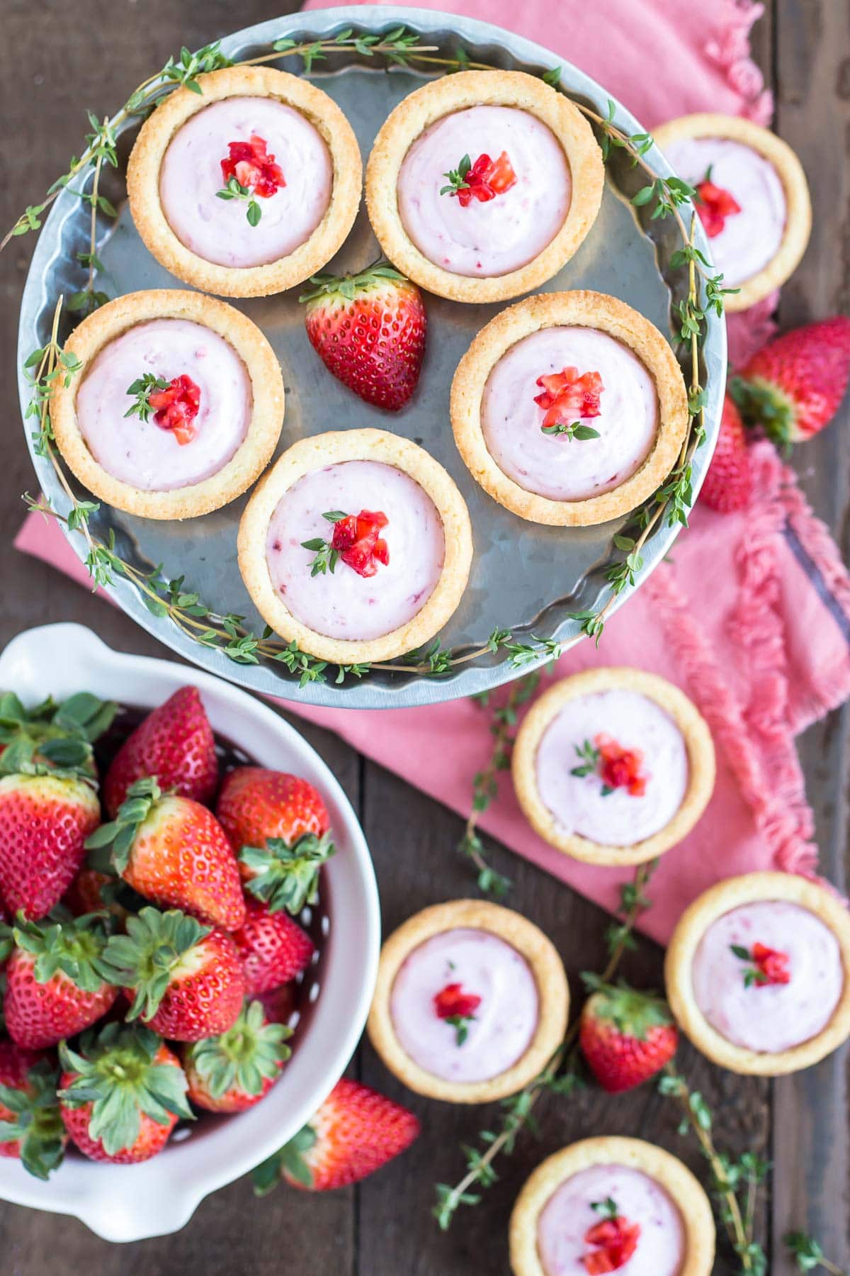 Overhead shot of cookie cups and berries