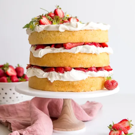 Cake on a cake stand.