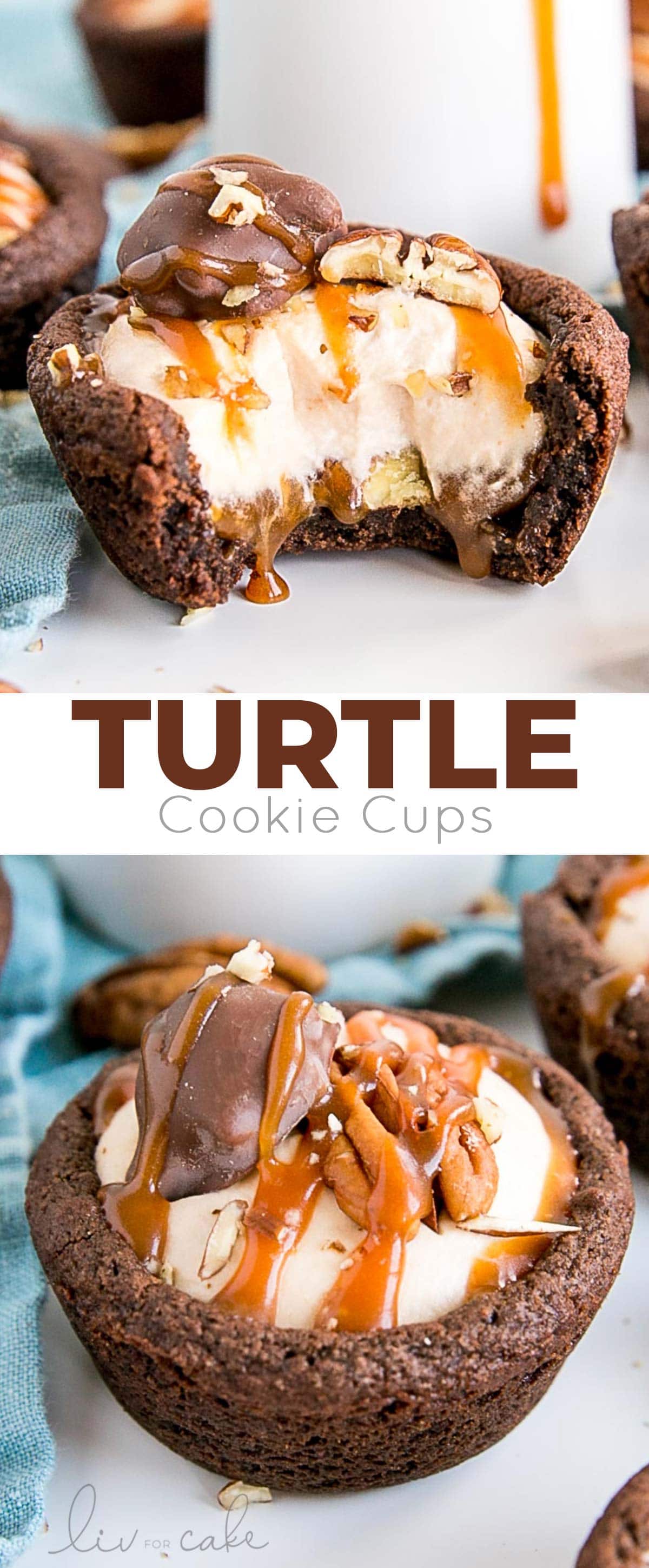 Turtle Cookie Cups collage