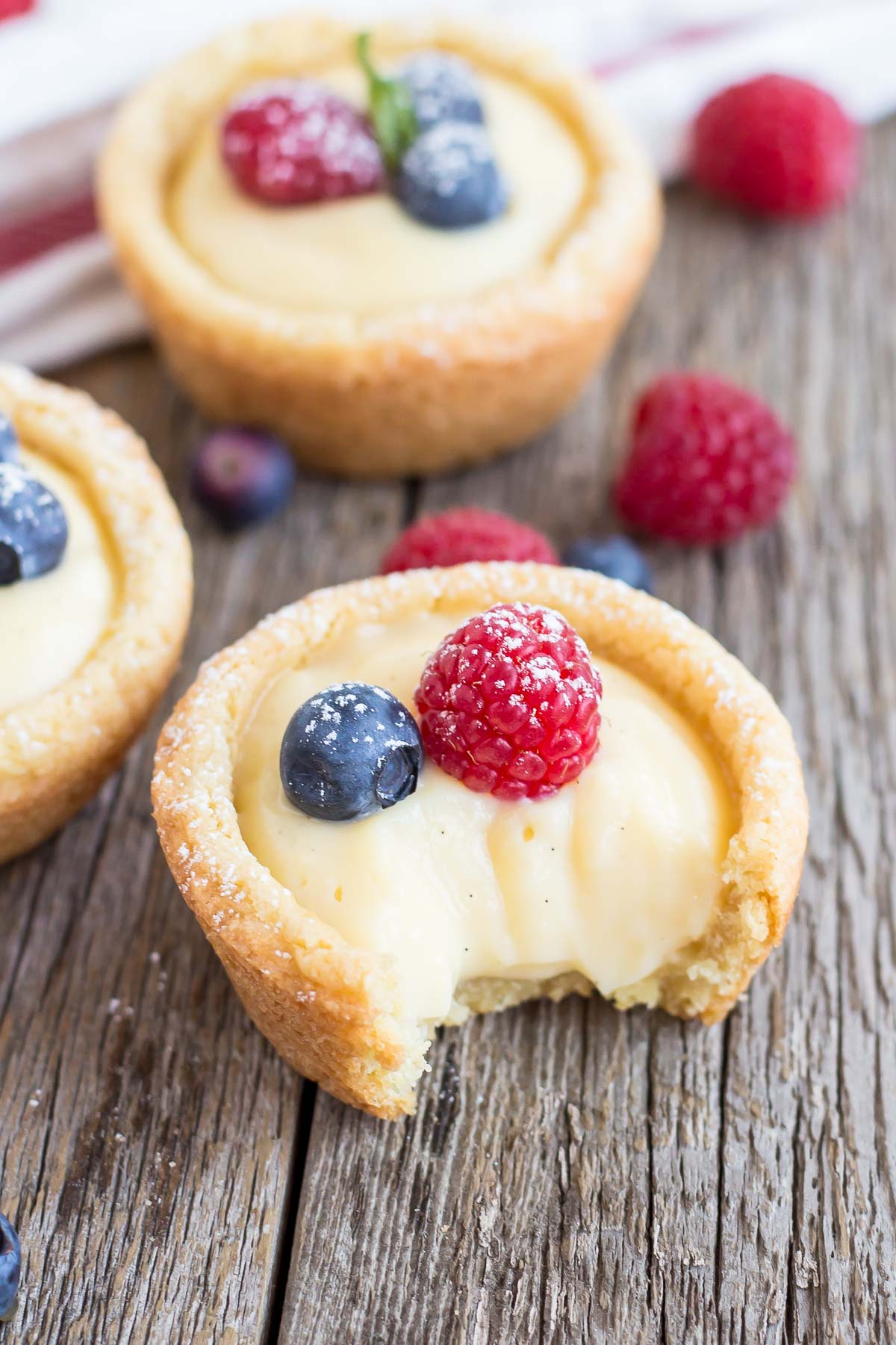 A cookie cup with a bite taken out.