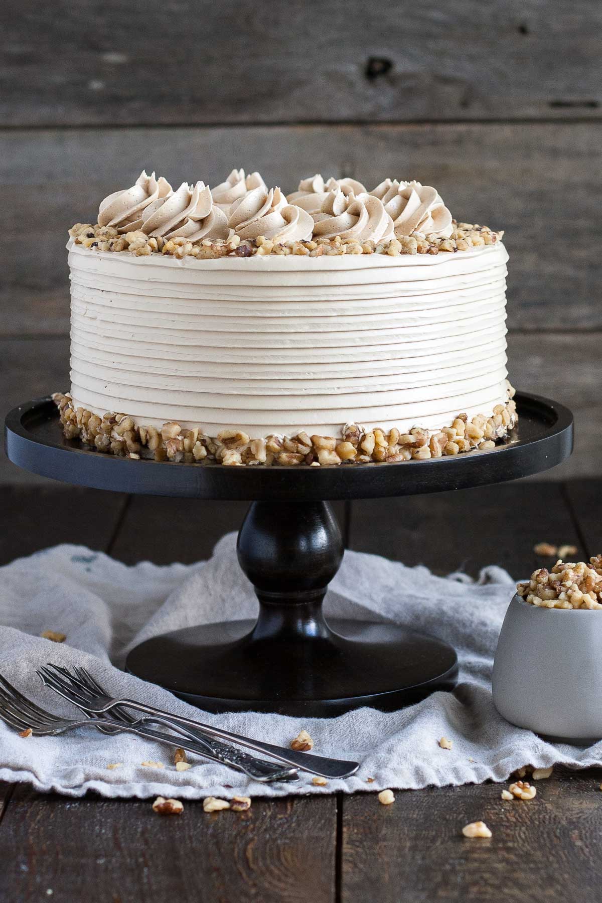 Cake on a wooden background.