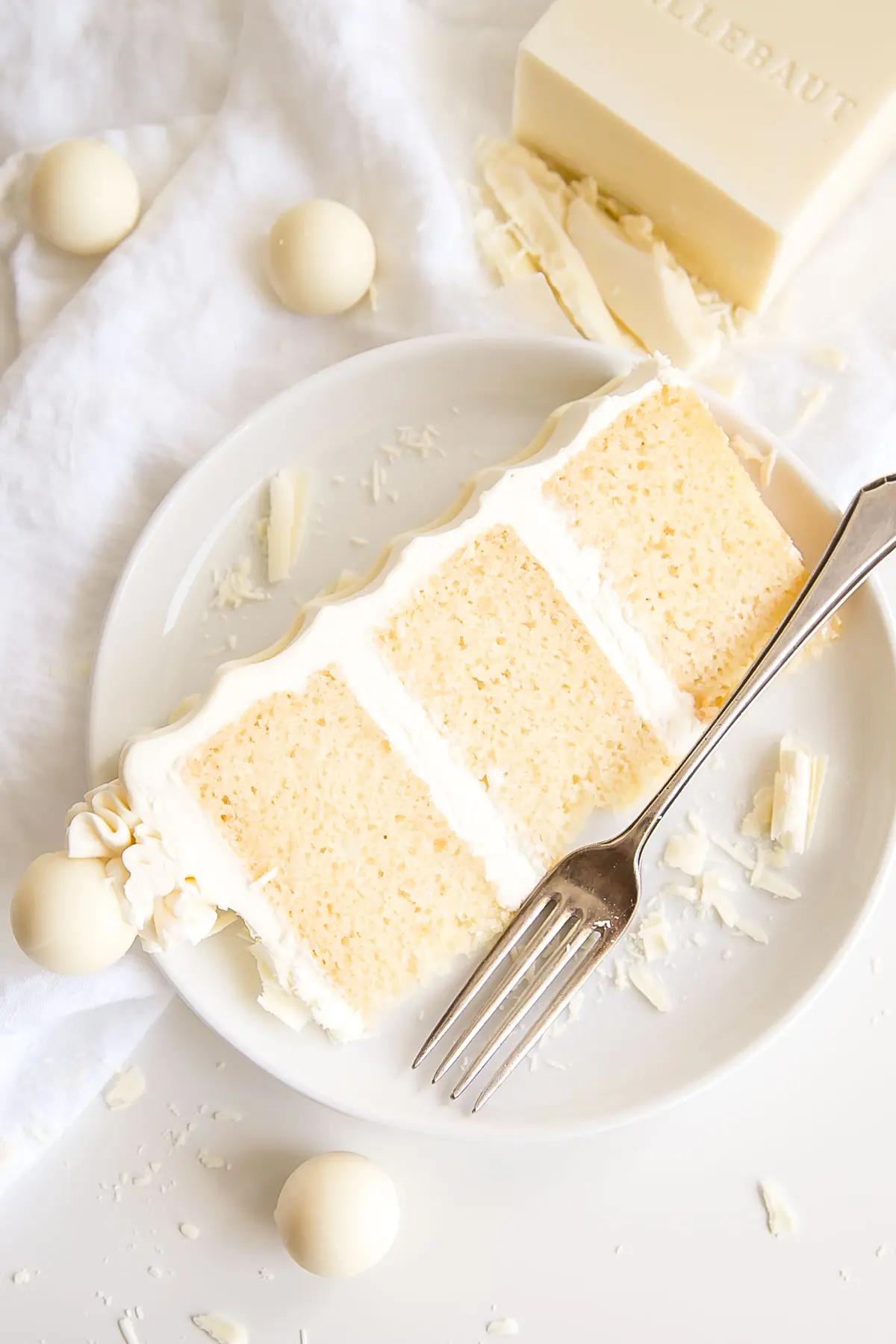 Slice of cake on a plate.