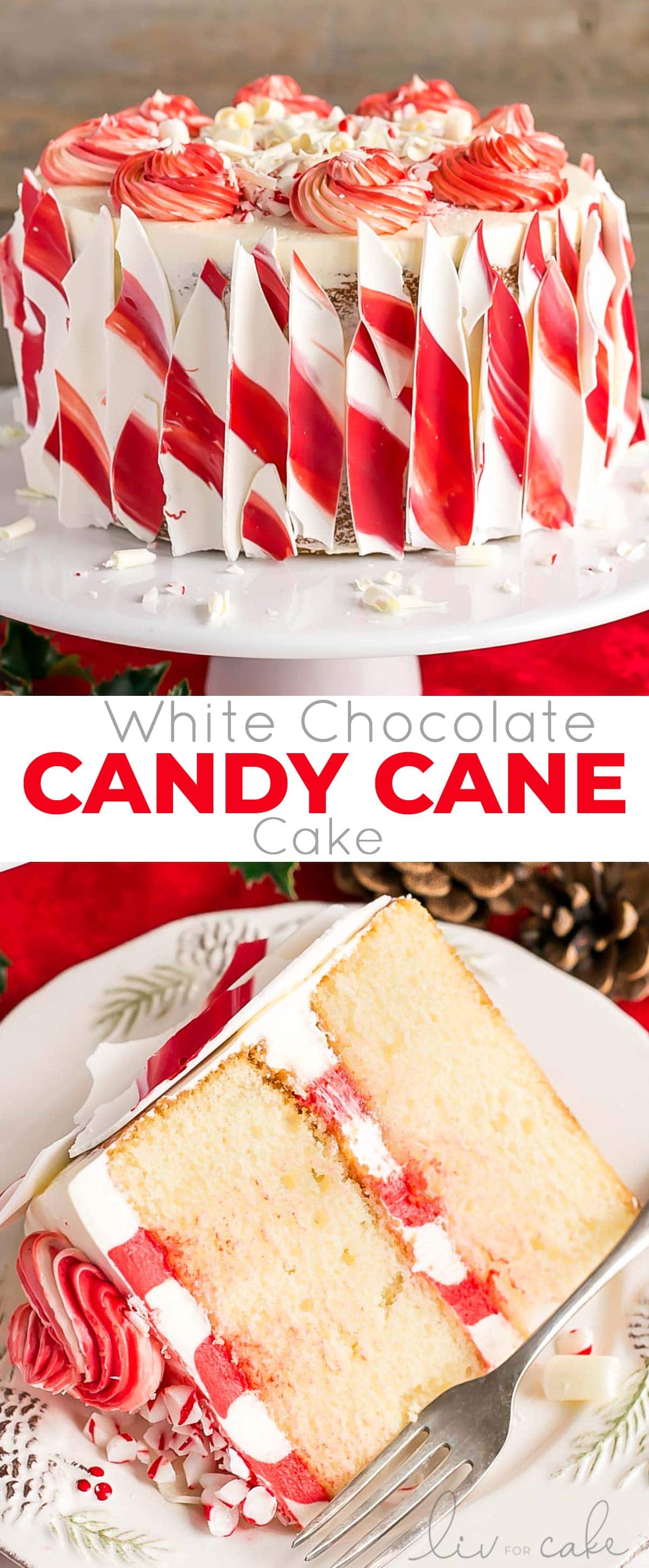 White Chocolate Candy Cane Cake photo collage