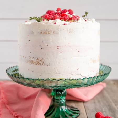 A decorated cake on a cake stand